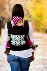 BabyHawk Oh Snap Baby Carrier Feeling Groovy on Espresso Straps